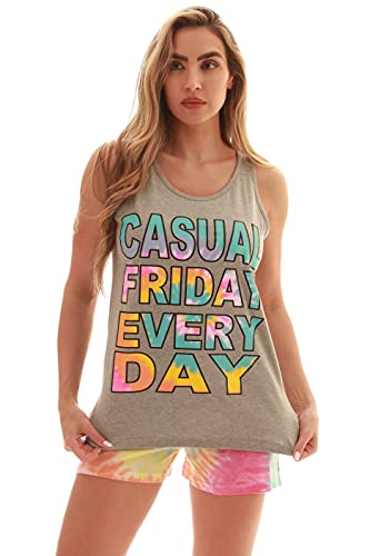 100% Cotton Women Sleepwear Pajama Sets, Grey - Casual Friday