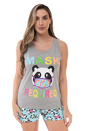 100% Cotton Women Sleepwear Pajama Sets, Grey - Panda
