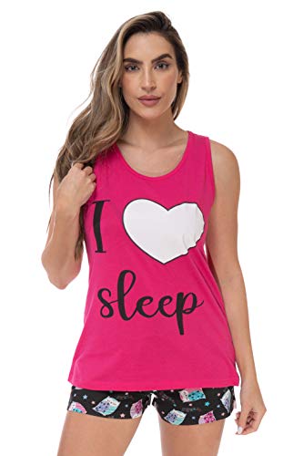 100% Cotton Women Sleepwear Pajama Sets, Pink - Sleeping Owls