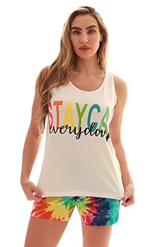 100% Cotton Women Sleepwear Pajama Sets, White - Staycay