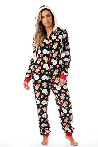 Adult Onesie Pajamas, Black - Mixed Holiday