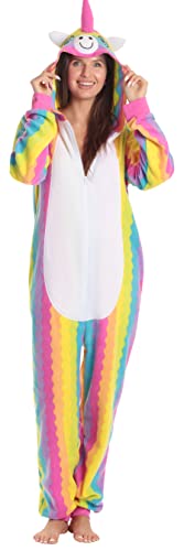 Adult Onesie Pajamas, Unicorn Rainbow Womens