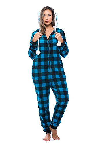 Adult Onesie, Turquoise Buffalo Plaid