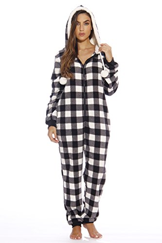 Adult Onesie, White Buffalo Plaid