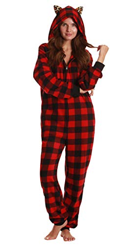 Adult Onesie with Animal Prints, Buffalo Plaid