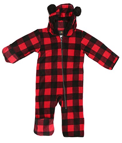 Baby Girls Fleece Pram, Black / Red
