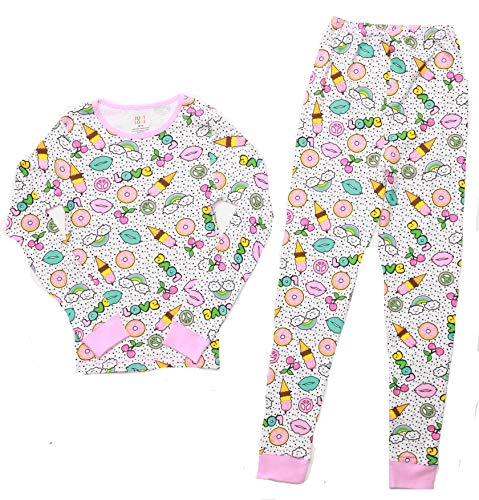 Cotton Pajamas for Girls, White - Peace Print