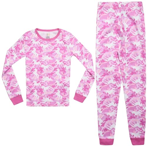 Cotton Pajamas Sets for Girls, Pink - Camo Unicorn