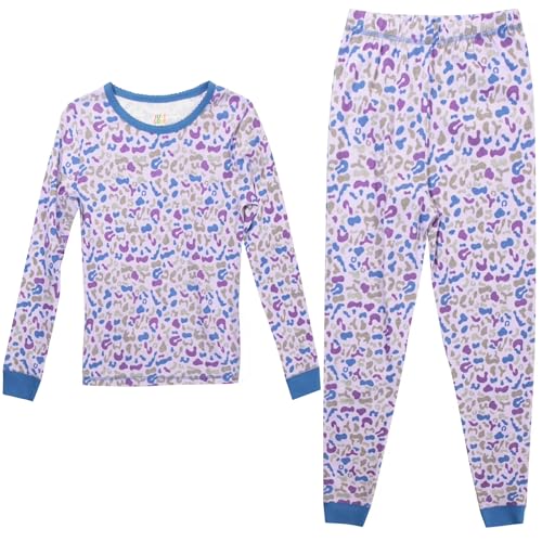 Cotton Pajamas Sets for Girls, Purple - Cheetah