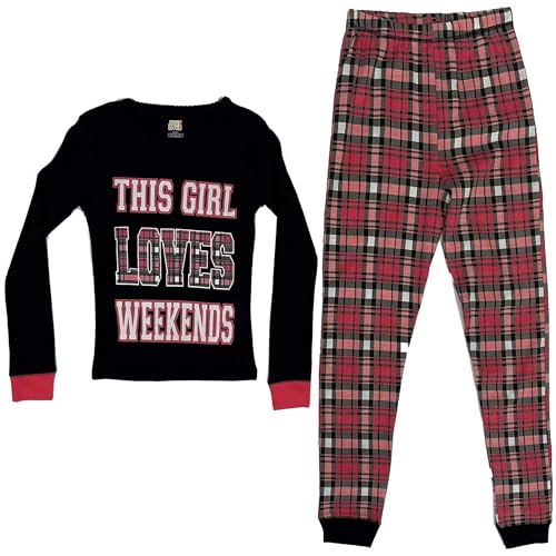 Cotton Pajamas Sets for Girls, Red - Love Weekends