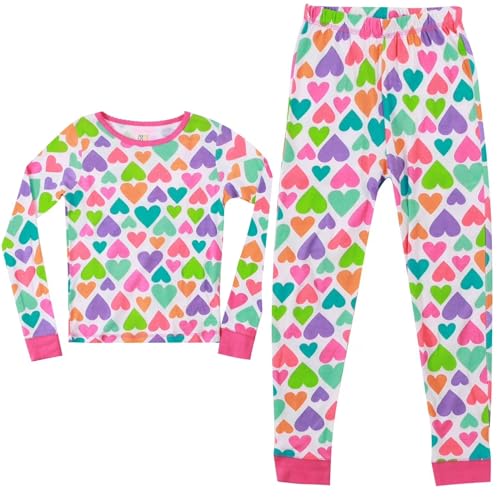 Cotton Pajamas Sets for Girls, White - Bright Hearts