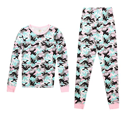 Cotton Pajamas Sets for Girls White, White - Camo