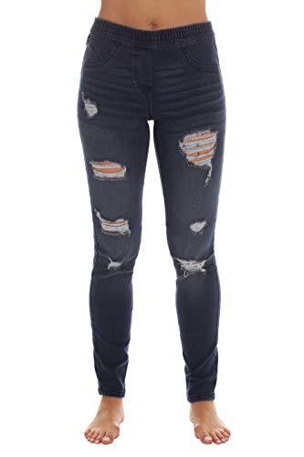 Denim Wash Ripped Jeggings for Women, Blue