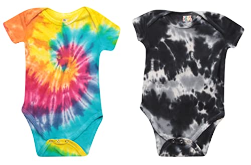 Girls Bodysuits, Tie Dye Black and Tie Dye Bright