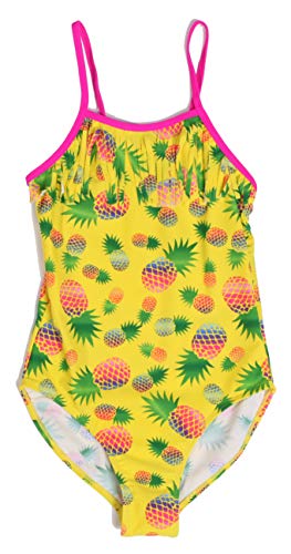Girls One Piece Bathing Suits, Yellow - Rainbow Pineapple
