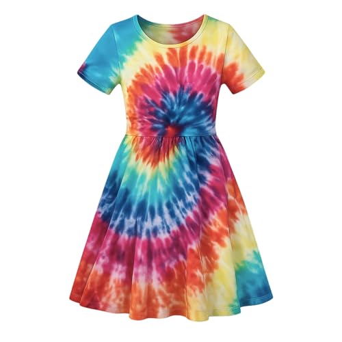 Girls Tie Dye Dresses, Bright Swirl