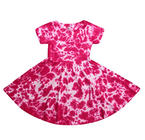 Girls Tie Dye Dresses, Neon Pink Cloud