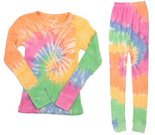 Girls Tie Dye Two Piece Thermal Underwear Set, Tie Dye Pastel