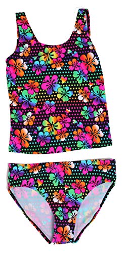 Girls Two Piece Bathing Suits Swimwear for Girl, Bright Hibiscus