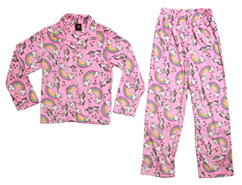 Girls Velour Pajama Coat, Pink - Unicorn and Rainbow Coat Set