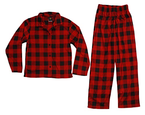 Girls Velour Pajama Coat Sets, Red - Buffalo Plaid Coat Set