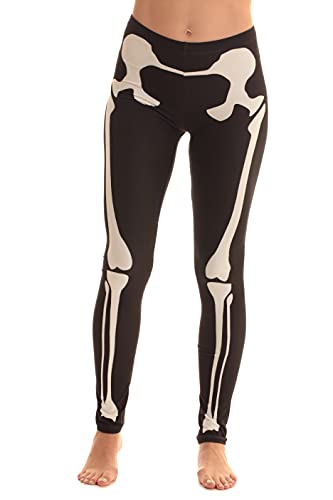 Halloween-Costume Skeleton Leggings, Black - Skeleton