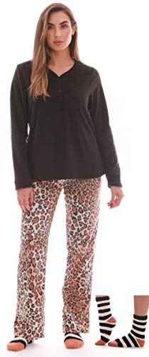 Henley Pants Set with Socks for Women Leopard