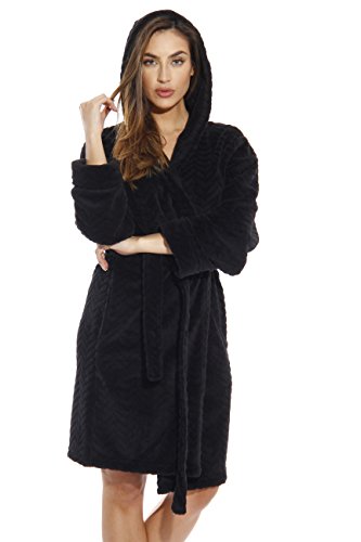Hooded Bath Robes for Women, Black With Hood