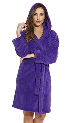 Hooded Bath Robes for Women, Purple With Hood
