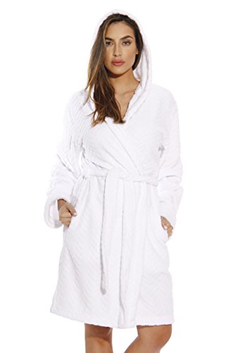 Hooded Bath Robes for Women, White With Hood