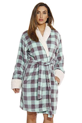 Kimono Robe Bath Robes for Women, Mint / Charcoal