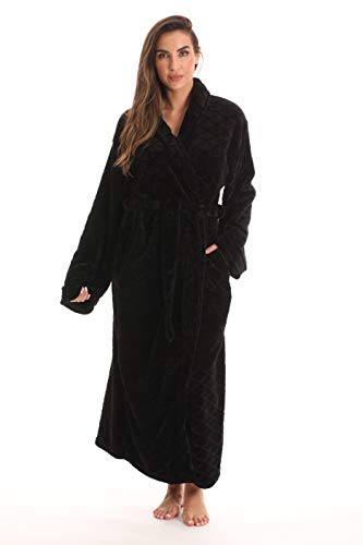 Kimono Robe Long Bath Robes for Women, Black