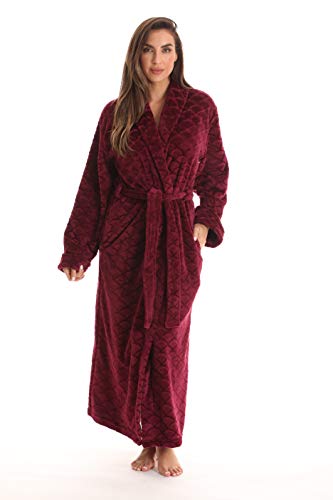 Kimono Robe Long Bath Robes for Women, Burgundy
