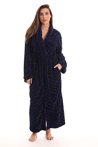 Kimono Robe Long Bath Robes for Women, Navy