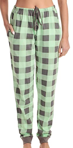 Ladies Printed Jersey Jogger Pant, Mint Buffalo Plaid Jogger