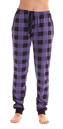Ladies Printed Jersey Jogger Pant, Purple Buffalo Plaid Jogger