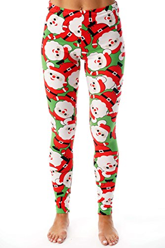 Leggings, Green - Tossed Santa