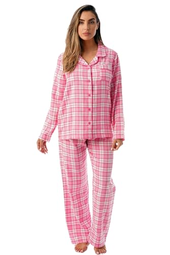 Long Sleeve Flannel Pajama Sets for Women Coral