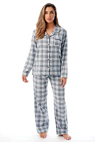 Long Sleeve Flannel Pajama Sets for Women Grey