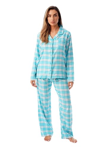 Long Sleeve Flannel Pajama Sets for Women Jade