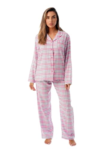 Long Sleeve Flannel Pajama Sets for Women Pink