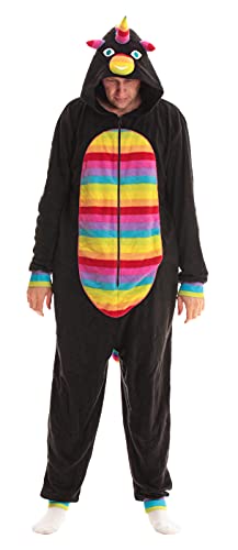 Men's Adult Onesie Mens Pajamas, Unicorn Rainbow Mens