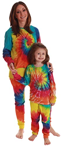 Mommy and Me Thermal Underwear Set, Tie Dye Bold Brights