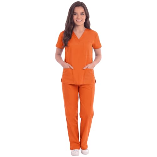 Orange Women's Scrub Sets, Orange