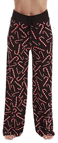 Palazzo Pajama Pants for Women, Black Candy Cane