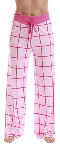 Palazzo Pajama Pants for Women, Pink Plaid