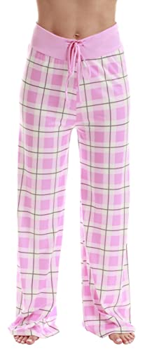 Palazzo Pajama Pants for Women, Pink White Plaid