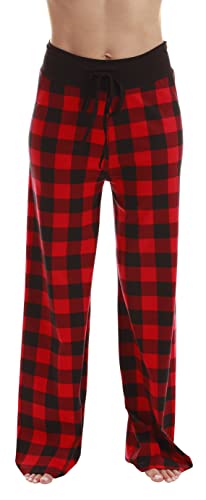 Palazzo Pajama Pants for Women, Red Black Buffalo Plaid