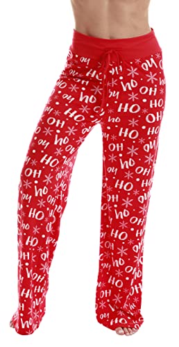 Palazzo Pajama Pants for Women, Red Xmas