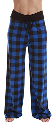 Palazzo Pajama Pants for Women, Royal Black Buffalo Plaid